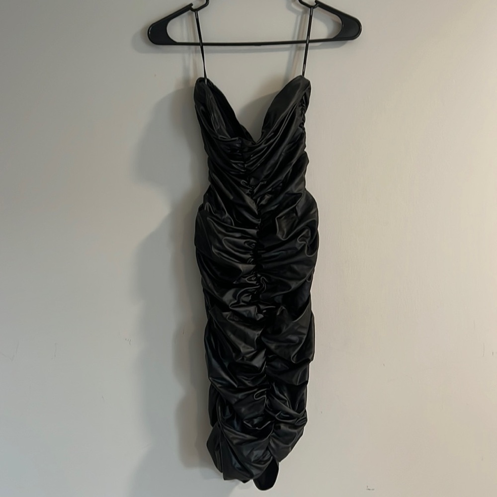 Black Strapless Midi Dress